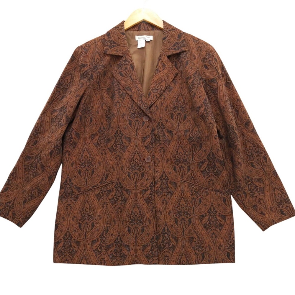 Coldwater Creek Women's 1X Brown Baroque Print Blazer Jacket